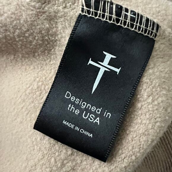 Three Nails Hoodie Sweatshirt Tan Women Size XL - Picture 9 of 10